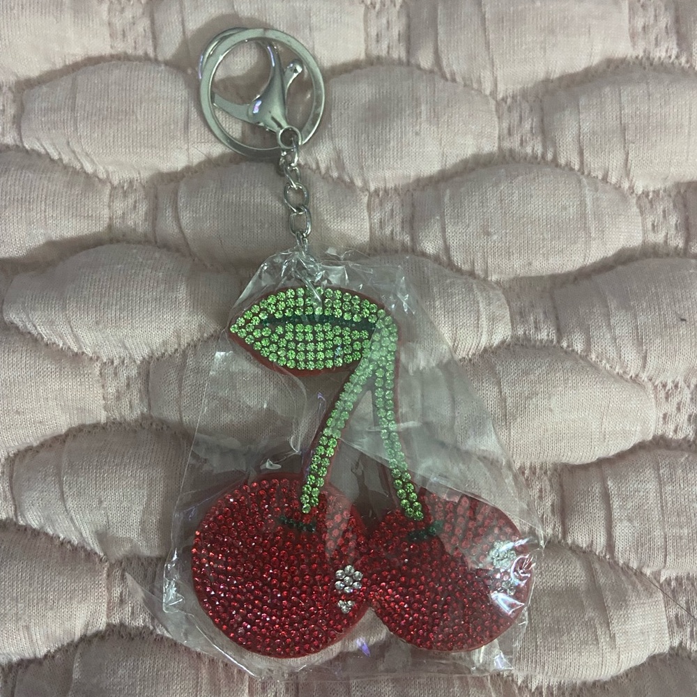 Cherry Rhinestone Keychain/Bag Charm